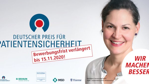 Werbefolie zum Deutschen Preis Patientensicherheit im Jahr 2020.