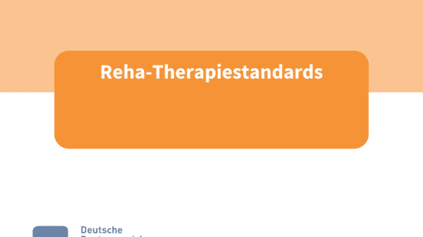 Folie mit Überschrift "Reha-Therapiestandards".