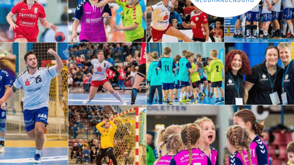 Fotocollage von Handball verschiedener Altersgruppen des SV Fortuna '50 Neubrandenburg.