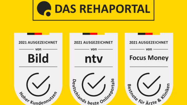 Siegel der Auszeichnungen des REHAPORTALS von ntv, Bild und Focus.