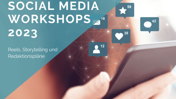 Veranstaltungsdaten zu kostenlosen Social-Media-Workshops am 02. und 14. März 2023.
