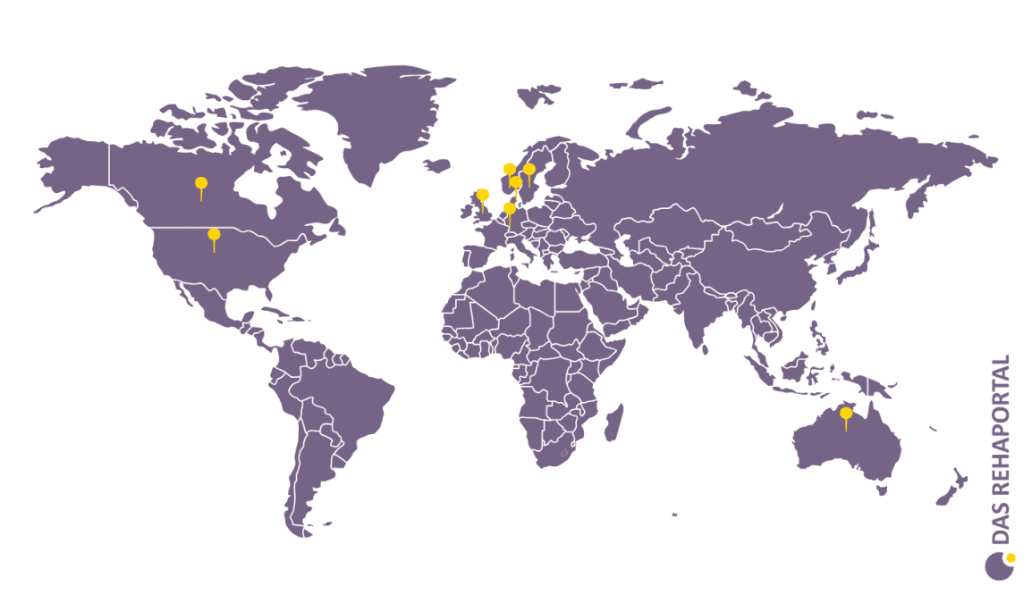 Weltkarte mit Pins für Internationale Beispiele von Public Reporting