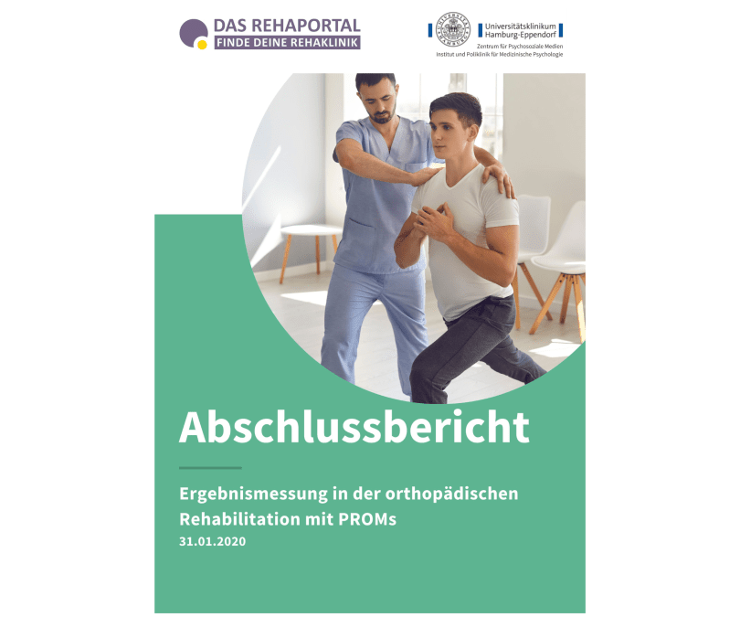 Deckblatt des PROMs Ergebnisberichts in der Orthopädie.